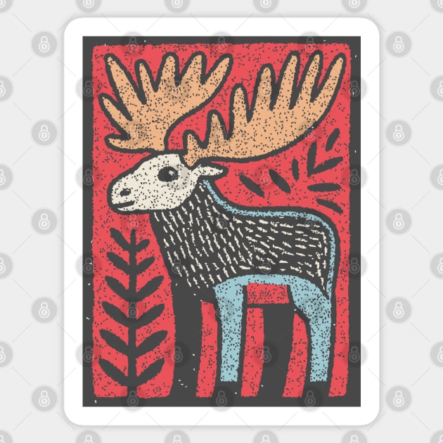 Scandinavian Folk Art Elk | Nordic Woodland Moose Sticker by TuncGK